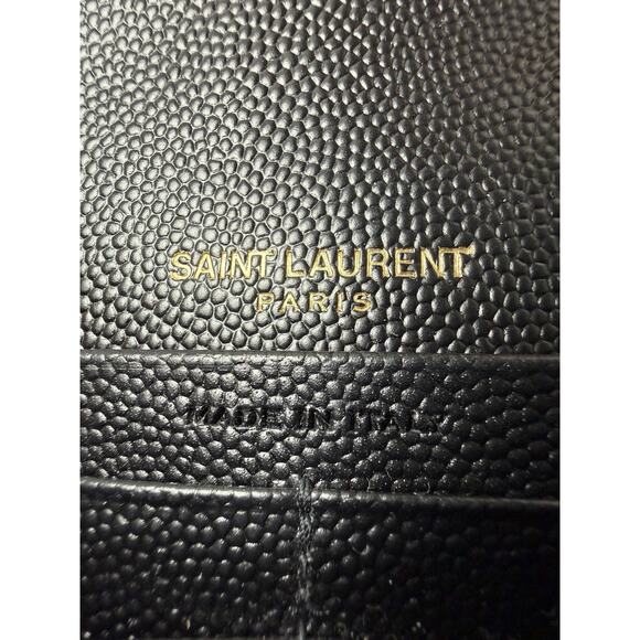 Saint Laurent Monogram Chain Wallet Bag Small Black Chevron Grained Leather - Picture 11 of 16
